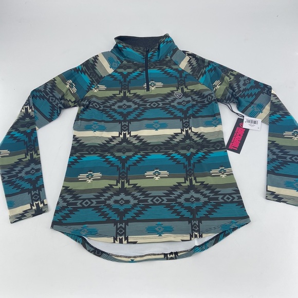 Rock & Roll Denim Men Pullover Green Aztec Pattern August Small - Picture 2 of 11